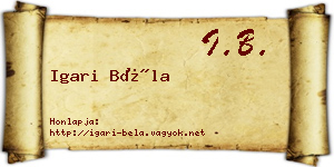 Igari Béla névjegykártya